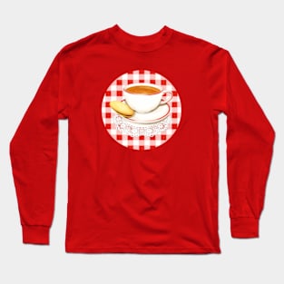 Red Gingham and Teacups Long Sleeve T-Shirt